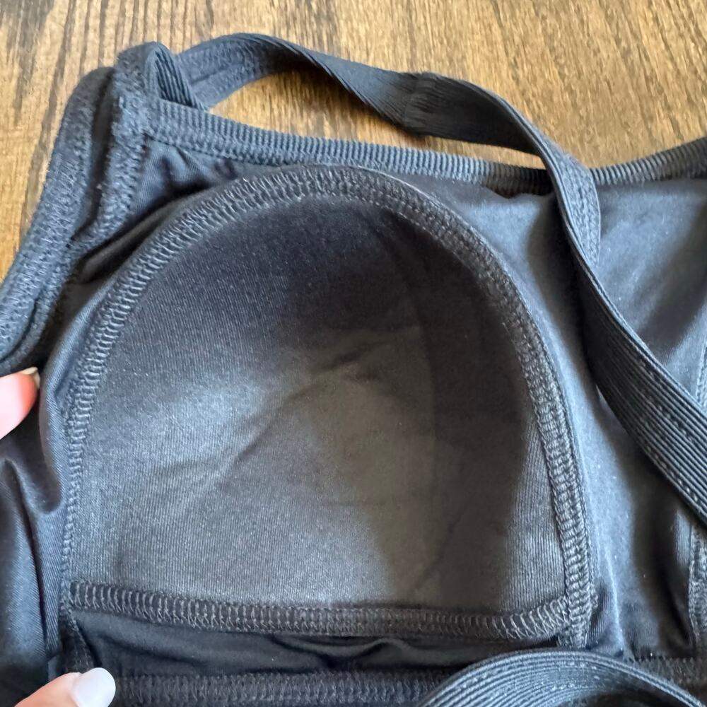 Lands End Women Solid Black Ribbed Soft Molded Cup Tankini Swim Suit Top Size 16 - Picture 6 of 7